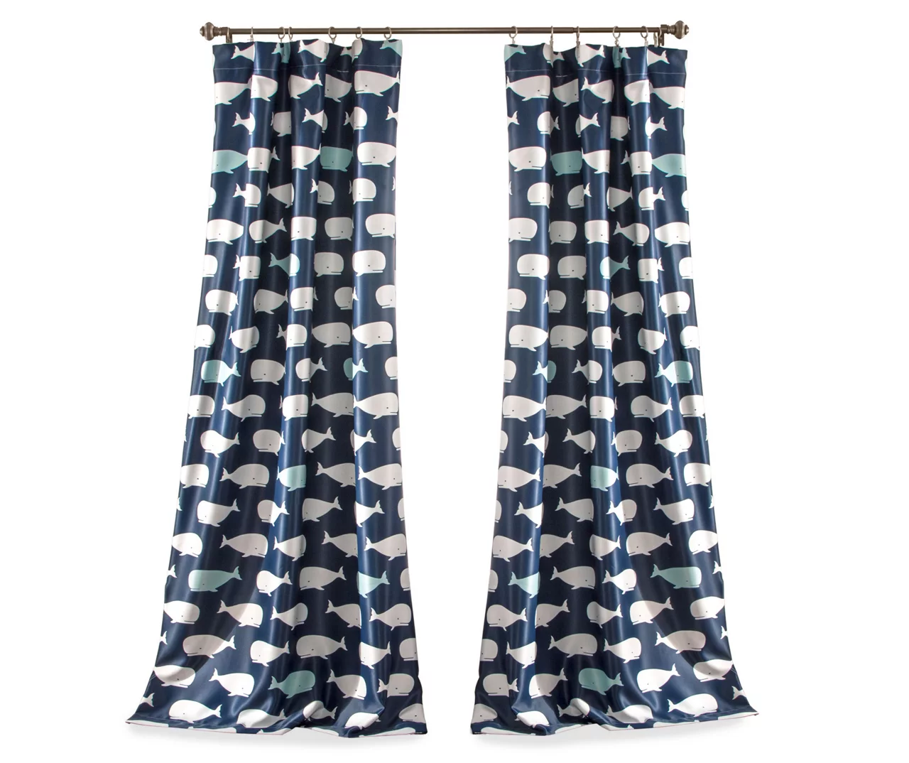 Whale Navy Room-Darkening Rod Pocket Curtain Panel Pair, (84") - Image 7