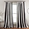Wilbur Stripe Black & White Room-Darkening Back Tab Curtain Panel Pair, (108")