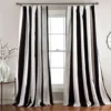 Wilbur Stripe Black & White Room-Darkening Back Tab Curtain Panel Pair, (84")