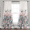 Zuri Flora Blue & Coral Room-Darkening Back Tab Curtain Panel Pair, (84")
