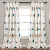Rowley Birds Blue & Orange Room-Darkening Rod Pocket Curtain Panel Pair, (95")