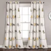 Rowley Birds Yellow & Gray Room-Darkening Rod Pocket Curtain Panel Pair, (95")