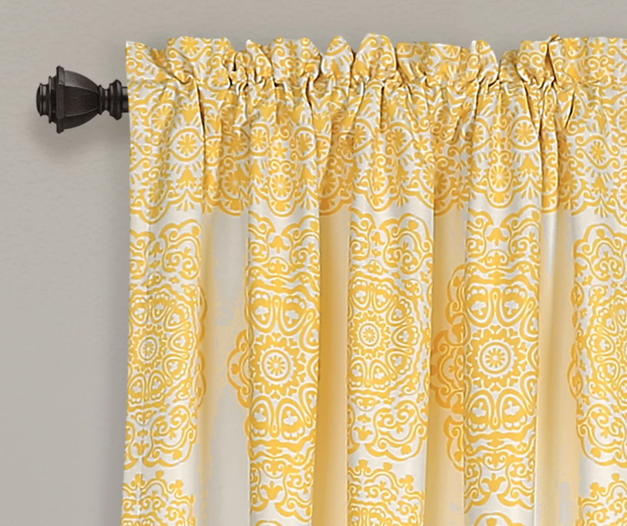 Stripe Medallion Yellow Room-Darkening Rod Pocket Curtain Panel Pair, (84") - Image 2