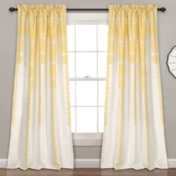 Stripe Medallion Room-Darkening Rod Pocket Curtain Panel Pair