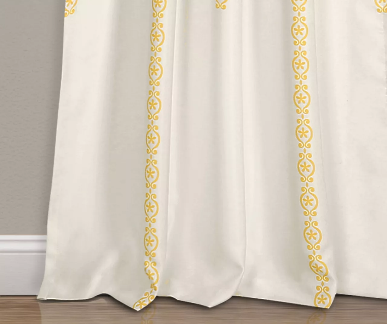 Stripe Medallion Yellow Room-Darkening Rod Pocket Curtain Panel Pair, (84") - Image 4
