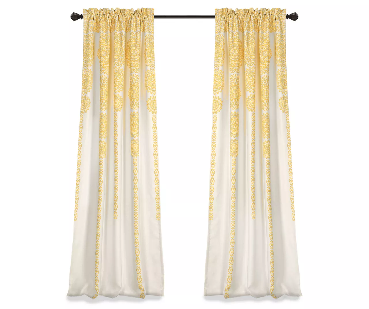 Stripe Medallion Yellow Room-Darkening Rod Pocket Curtain Panel Pair, (84") - Image 7