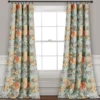 Sydney Blue & Green Floral Room-Darkening Rod Pocket Curtain Panel Pair, (84")