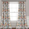 Sydney Blue & Yellow Floral Room-Darkening Rod Pocket Curtain Panel Pair, (95")