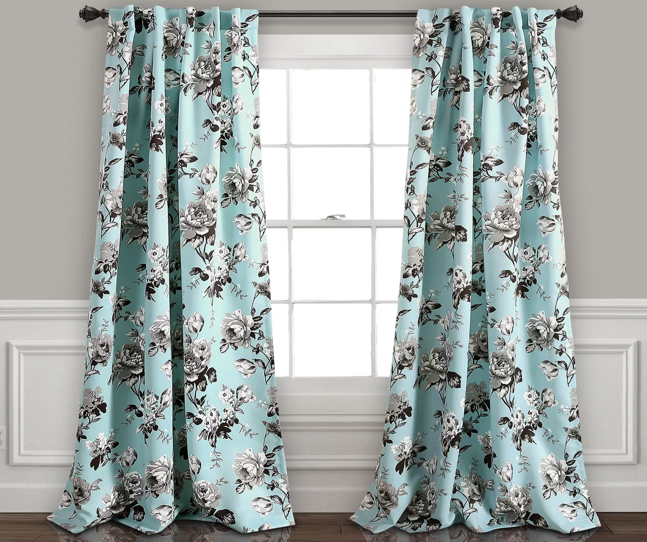 Tania Floral Room-Darkening Back Tab Curtain Panel Pair - Image 3
