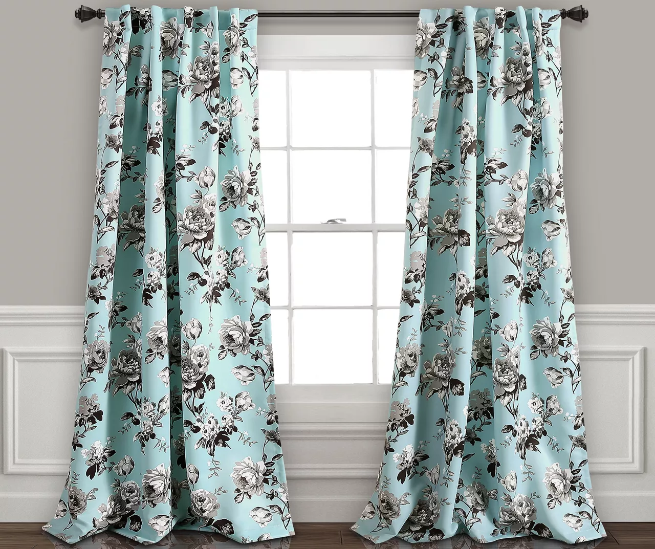 Tania Floral Room-Darkening Back Tab Curtain Panel Pair - Image 2