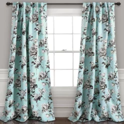 Tania Floral Room-Darkening Back Tab Curtain Panel Pair