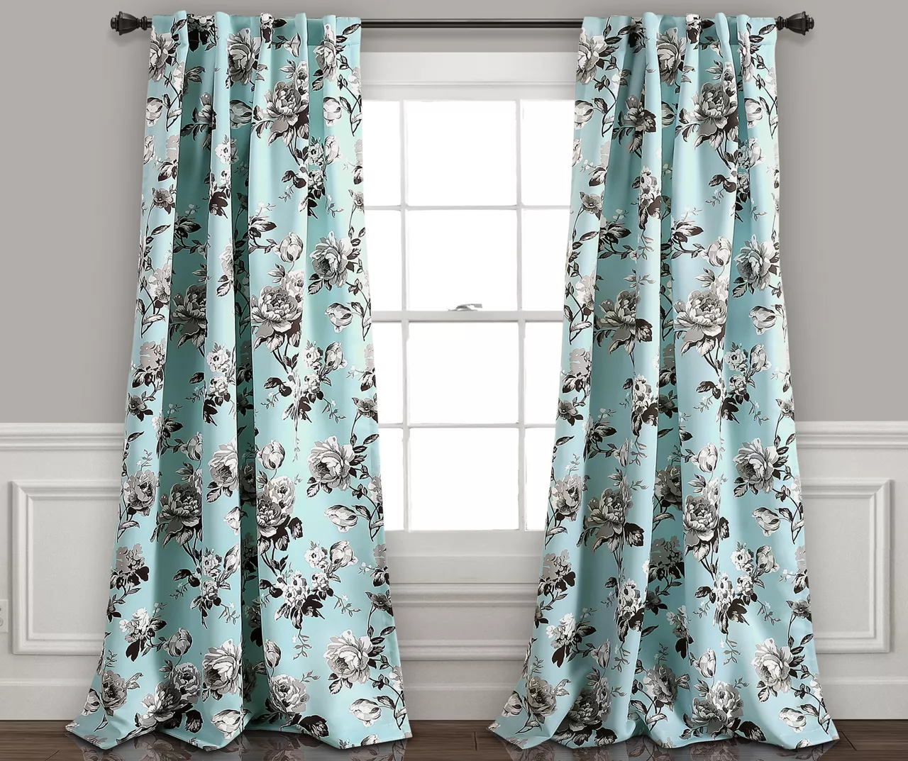 Tania Floral Room-Darkening Back Tab Curtain Panel Pair