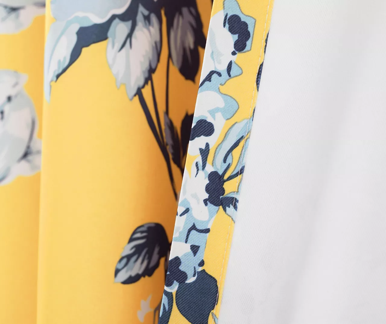 Tania Floral Yellow & Blue Room-Darkening Back Tab Curtain Panel Pair, (84") - Image 5