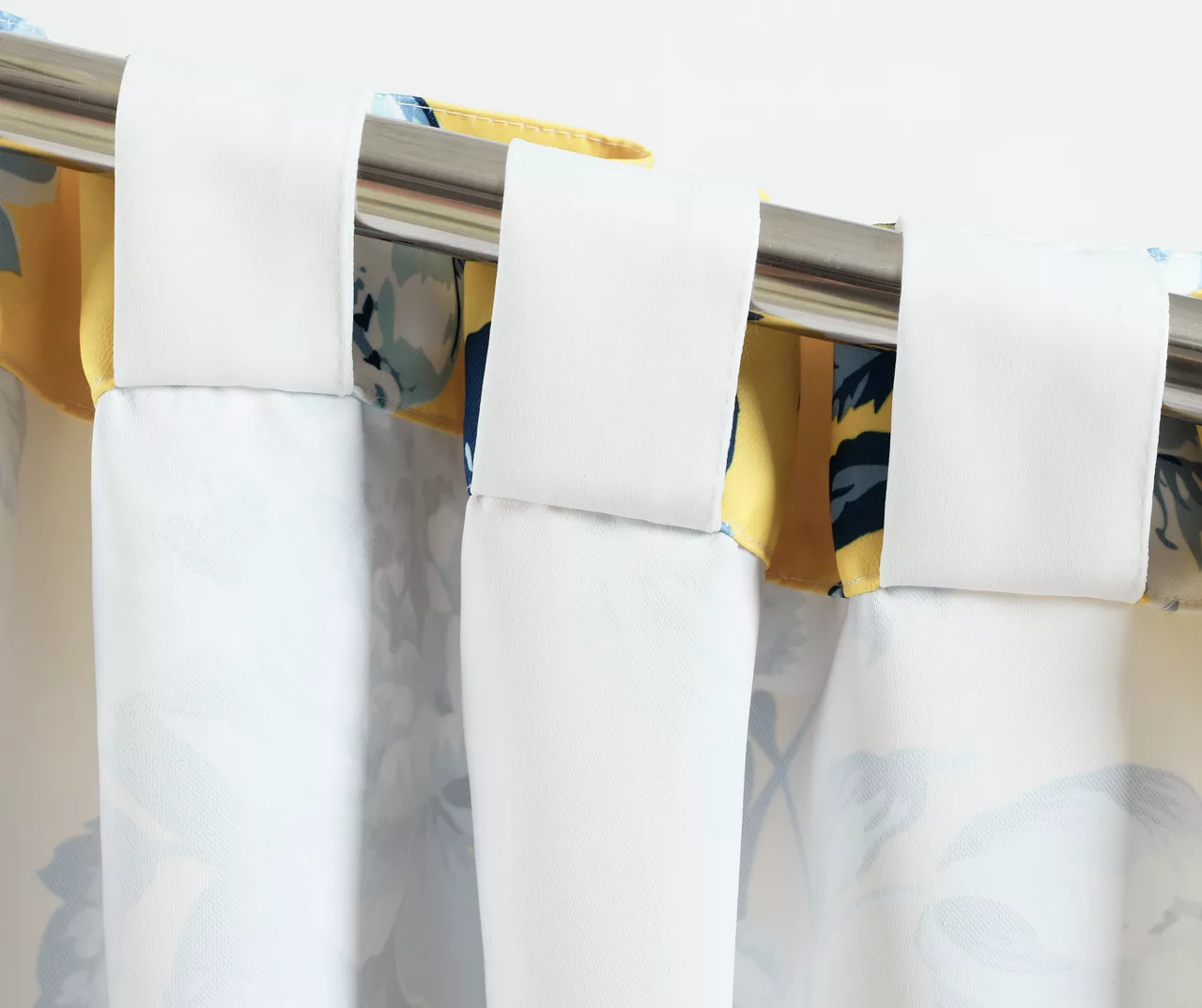 Tania Floral Yellow & Blue Room-Darkening Back Tab Curtain Panel Pair, (84") - Image 6