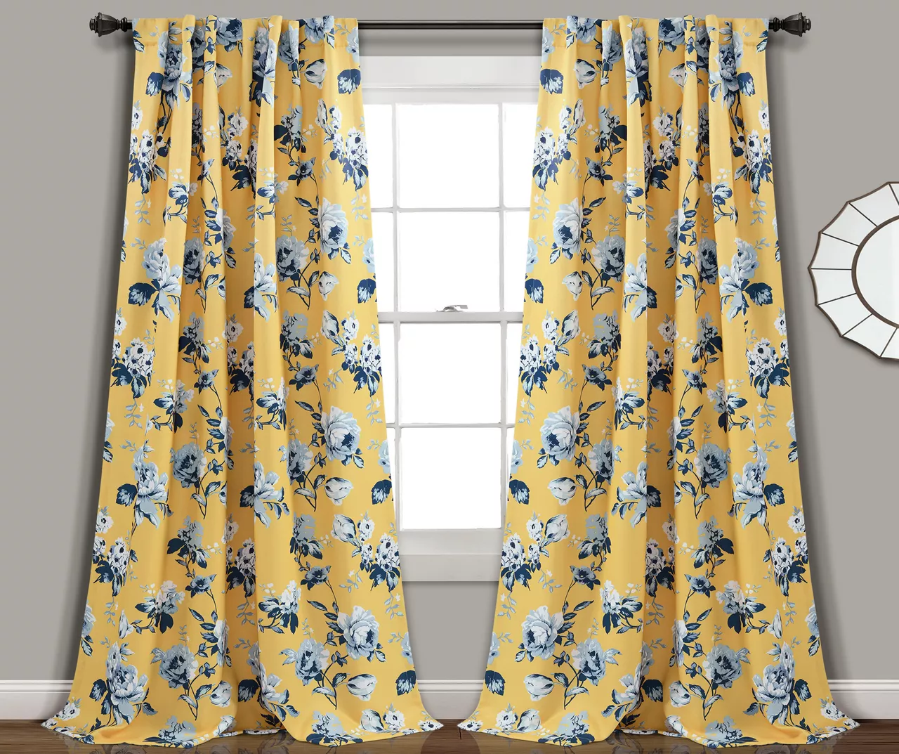 Tania Floral Room-Darkening Back Tab Curtain Panel Pair - Image 7