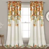 Tanisha Tangerine & Turquoise Floral Room-Darkening Rod Pocket Curtain Panel Pair, (84")