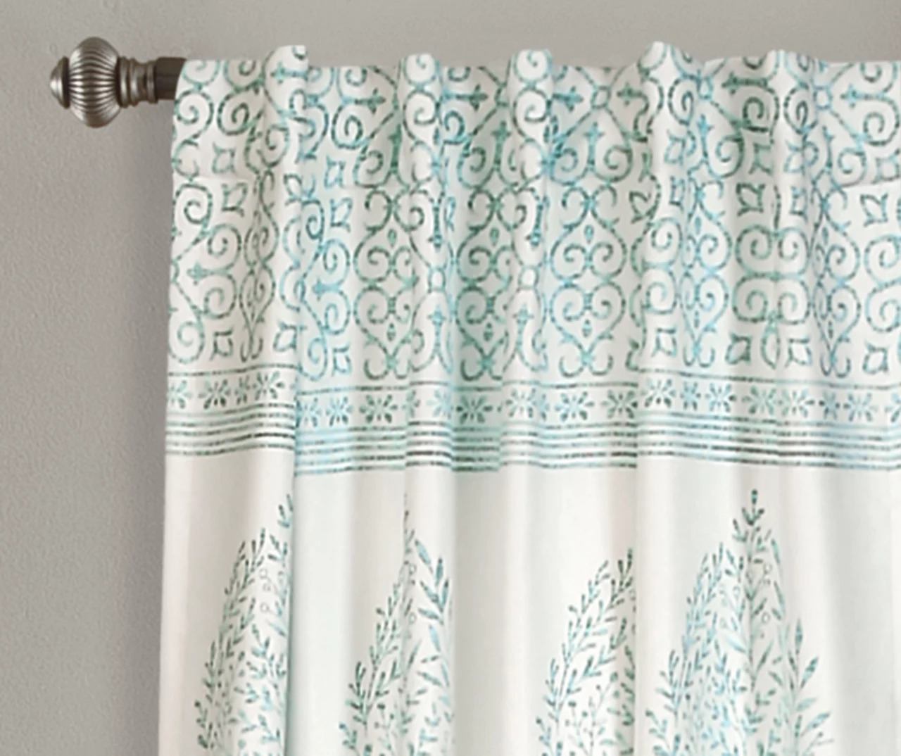 Teardrop Leaf Blue Room-Darkening Back Tab Curtain Panel Pair, (84") - Image 3
