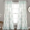 Teardrop Leaf Blue Room-Darkening Back Tab Curtain Panel Pair, (84")