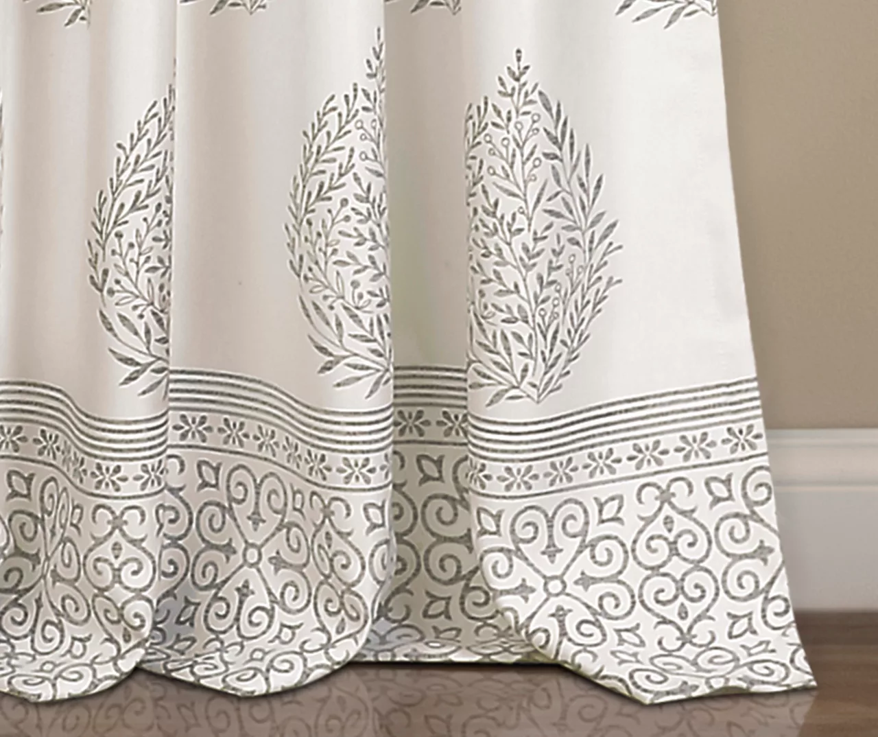 Teardrop Leaf Gray Room-Darkening Back Tab Curtain Panel Pair, (84") - Image 4