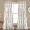 Teardrop Leaf Gray Room-Darkening Back Tab Curtain Panel Pair, (84")