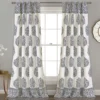 Teardrop Leaf Navy Room-Darkening Back Tab Curtain Panel Pair, (84")