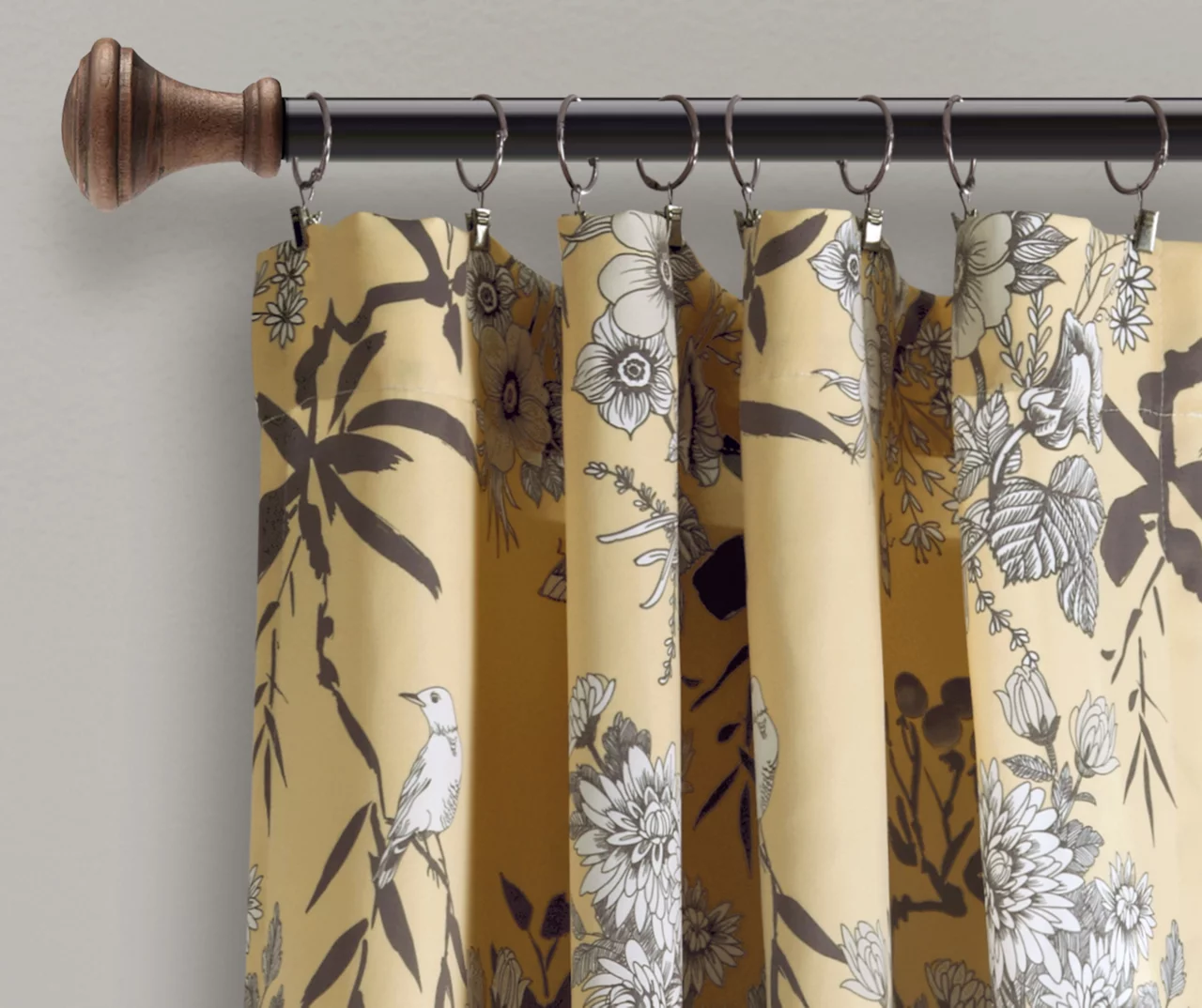 Botanical Garden Yellow Room-Darkening Rod Pocket Curtain Panel Pair, (95") - Image 2