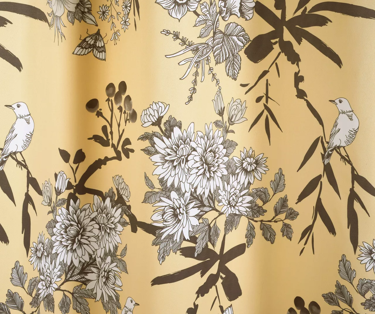 Botanical Garden Yellow Room-Darkening Rod Pocket Curtain Panel Pair, (95") - Image 4