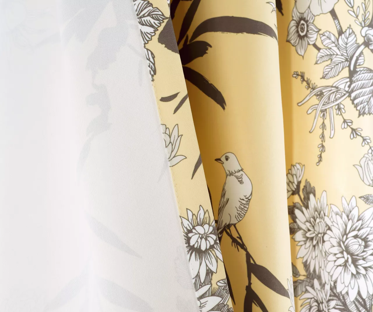 Botanical Garden Yellow Room-Darkening Rod Pocket Curtain Panel Pair, (95") - Image 5