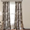 Botanical Garden Gray Room-Darkening Rod Pocket Curtain Panel Pair, (84")
