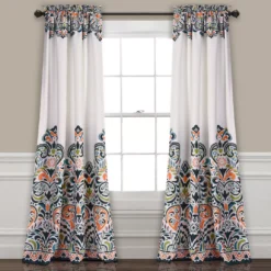 Clara Paisley Room-Darkening Rod Pocket Curtain Panel Pair