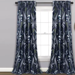 Devonia Allover Floral Room-Darkening Rod Pocket Curtain Panel Pair