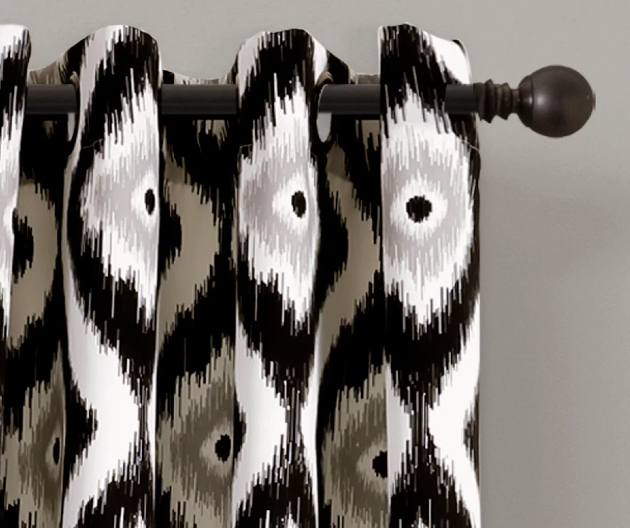 Diamond Ikat Black Room-Darkening Grommet Curtain Panel Pair, (84") - Image 2