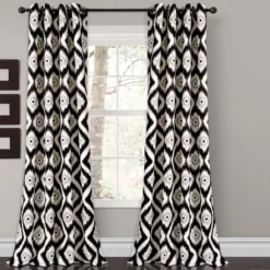 Diamond Ikat Room-Darkening Grommet Curtain Panel Pair, (84")
