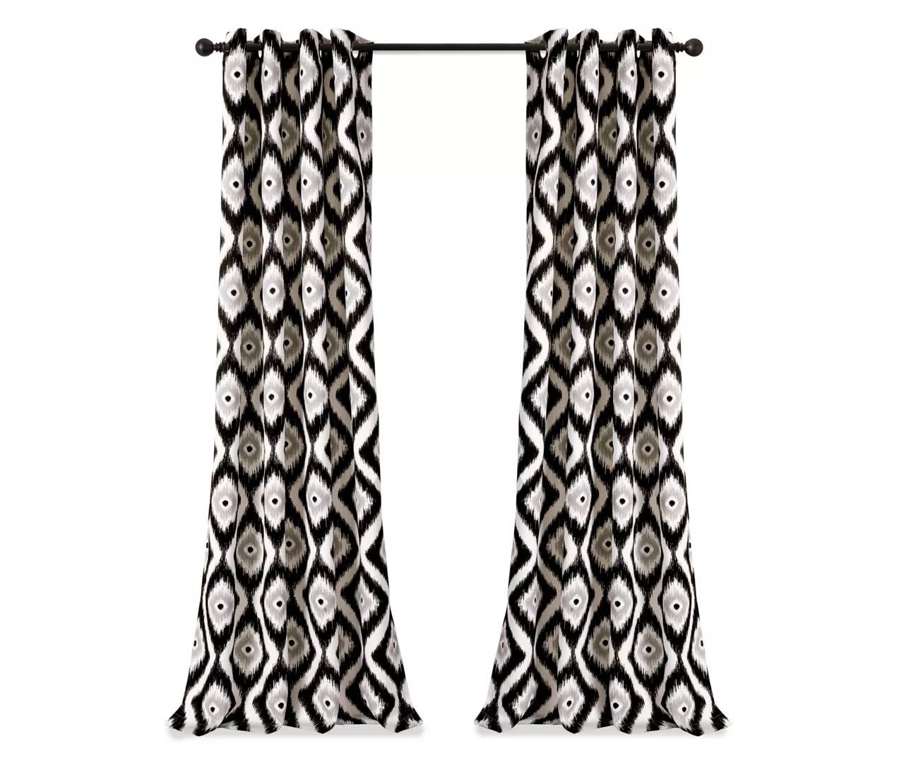 Diamond Ikat Black Room-Darkening Grommet Curtain Panel Pair, (84") - Image 7