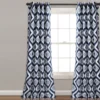 Diamond Ikat Navy Room-Darkening Grommet Curtain Panel Pair, (84")