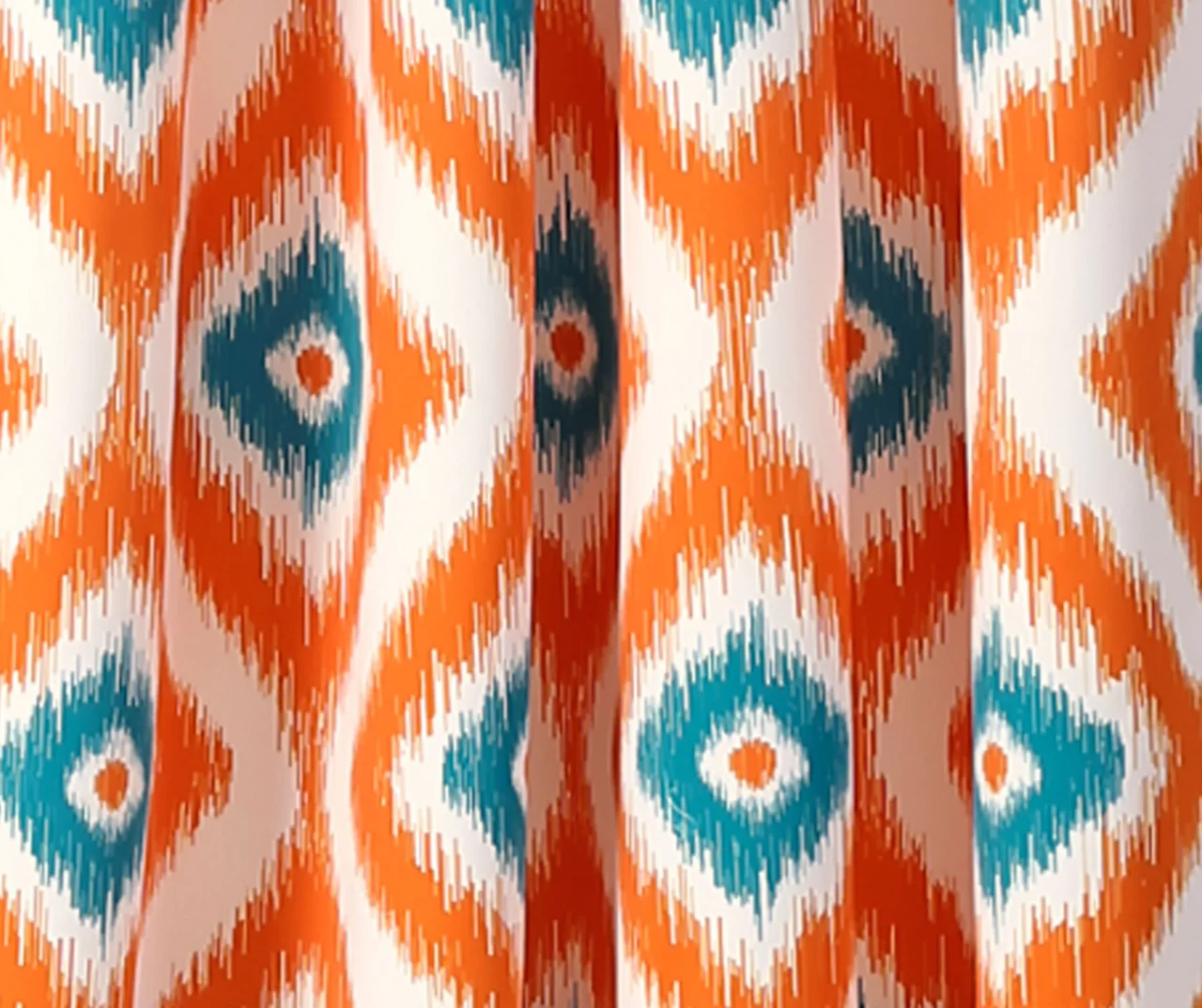 Diamond Ikat Turquoise & Orange Room-Darkening Grommet Curtain Panel Pair, (84") - Image 3