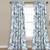 Dolores Blue & White Floral Room-Darkening Rod Pocket Curtain Panel Pair, (84")