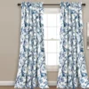Dolores Blue & White Floral Room-Darkening Rod Pocket Curtain Panel Pair, (95")