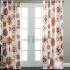 Adrianne White & Tangerine Floral Medallion Room-Darkening Grommet Curtain Panel Pair, (84")