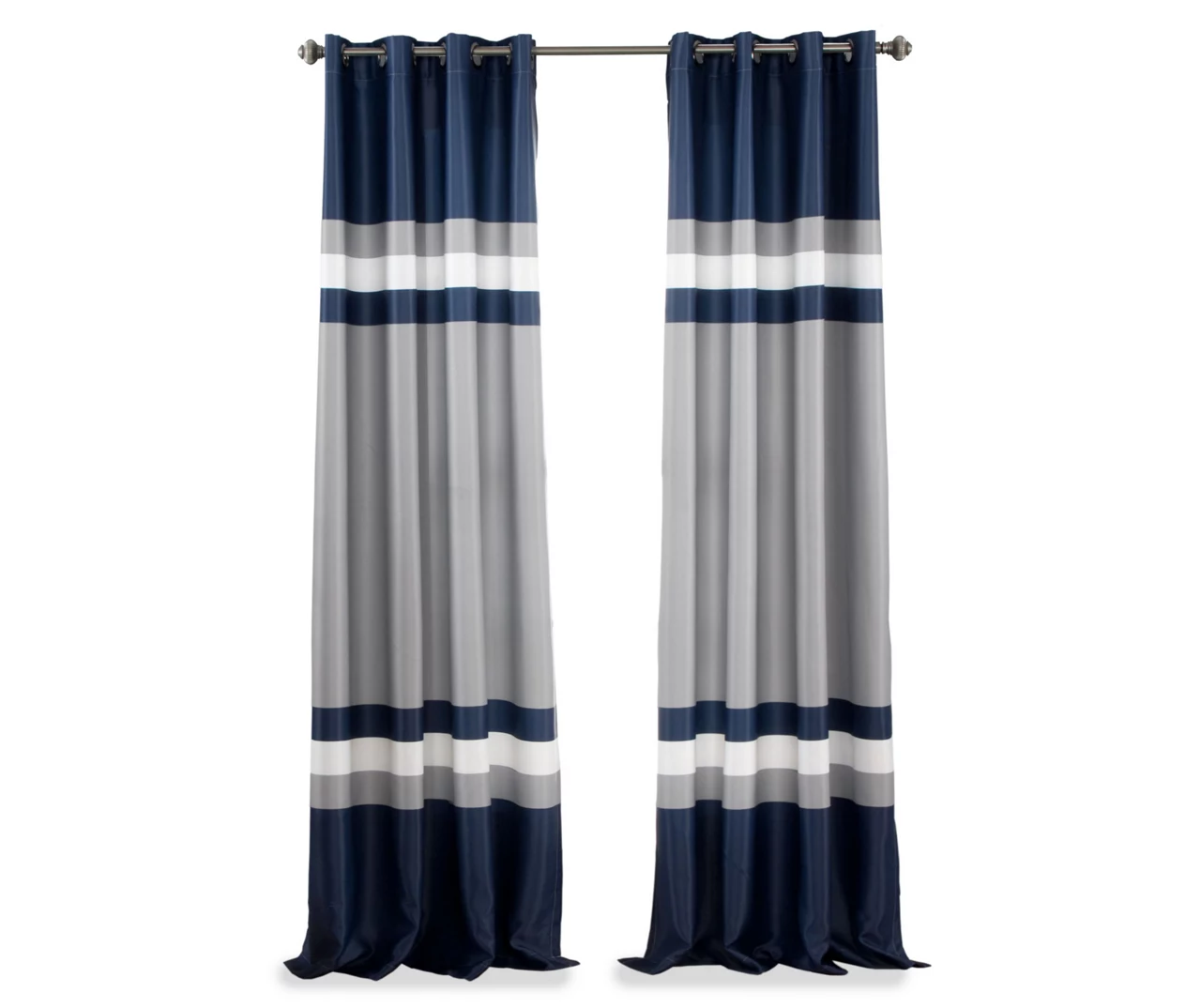 Alexander Stripe Navy Room-Darkening Grommet Curtain Panel Pair, (84") - Image 7