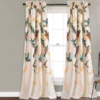 Bird Breeze Orange & Aqua Room-Darkening Rod Pocket Curtain Panel Pair, (84")