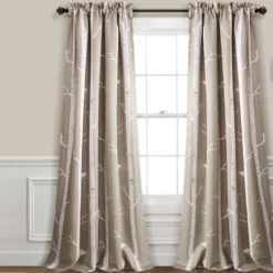 Bird On The Tree Wheat Room-Darkening Rod Pocket Curtain Panel Pair, (84")