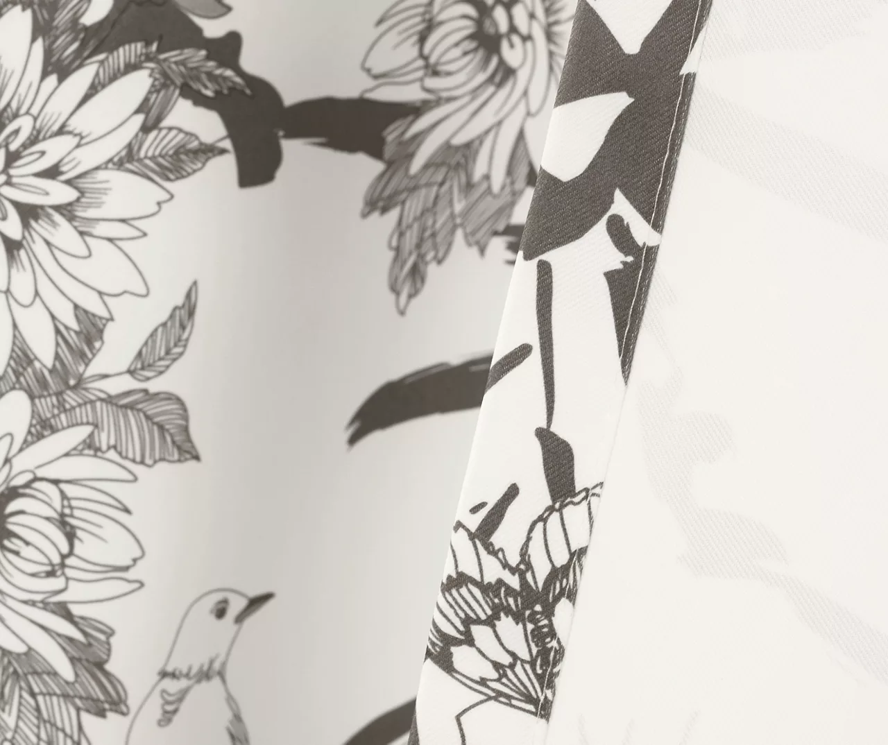 Botanical Garden Gray & White Room-Darkening Rod Pocket Curtain Panel Pair, (84") - Image 5