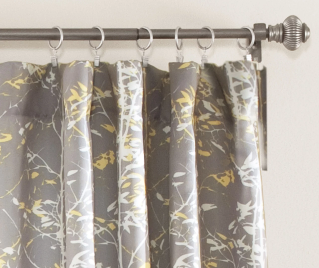 Forest Gray & Yellow Room-Darkening Rod Pocket Curtain Panel Pair, (84") - Image 2