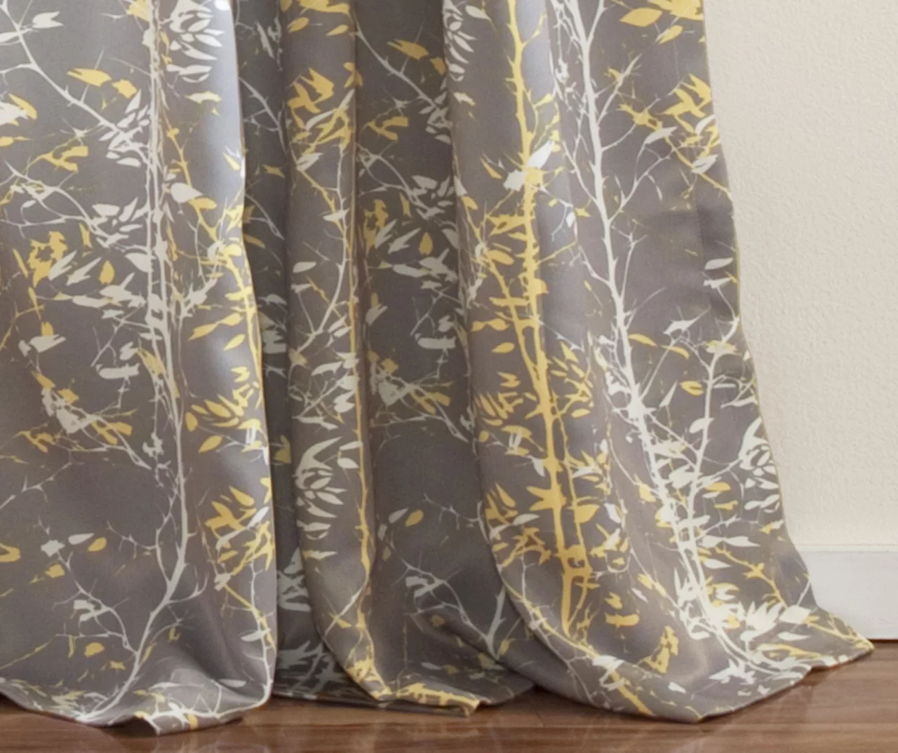 Forest Gray & Yellow Room-Darkening Rod Pocket Curtain Panel Pair, (84") - Image 4
