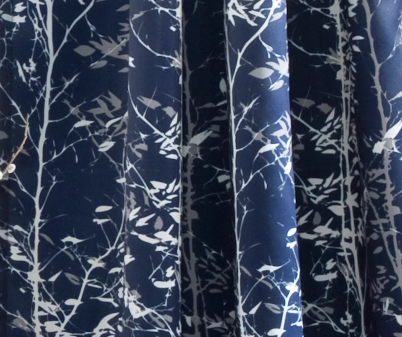 Forest Navy Room-Darkening Rod Pocket Curtain Panel Pair, (84") - Image 3