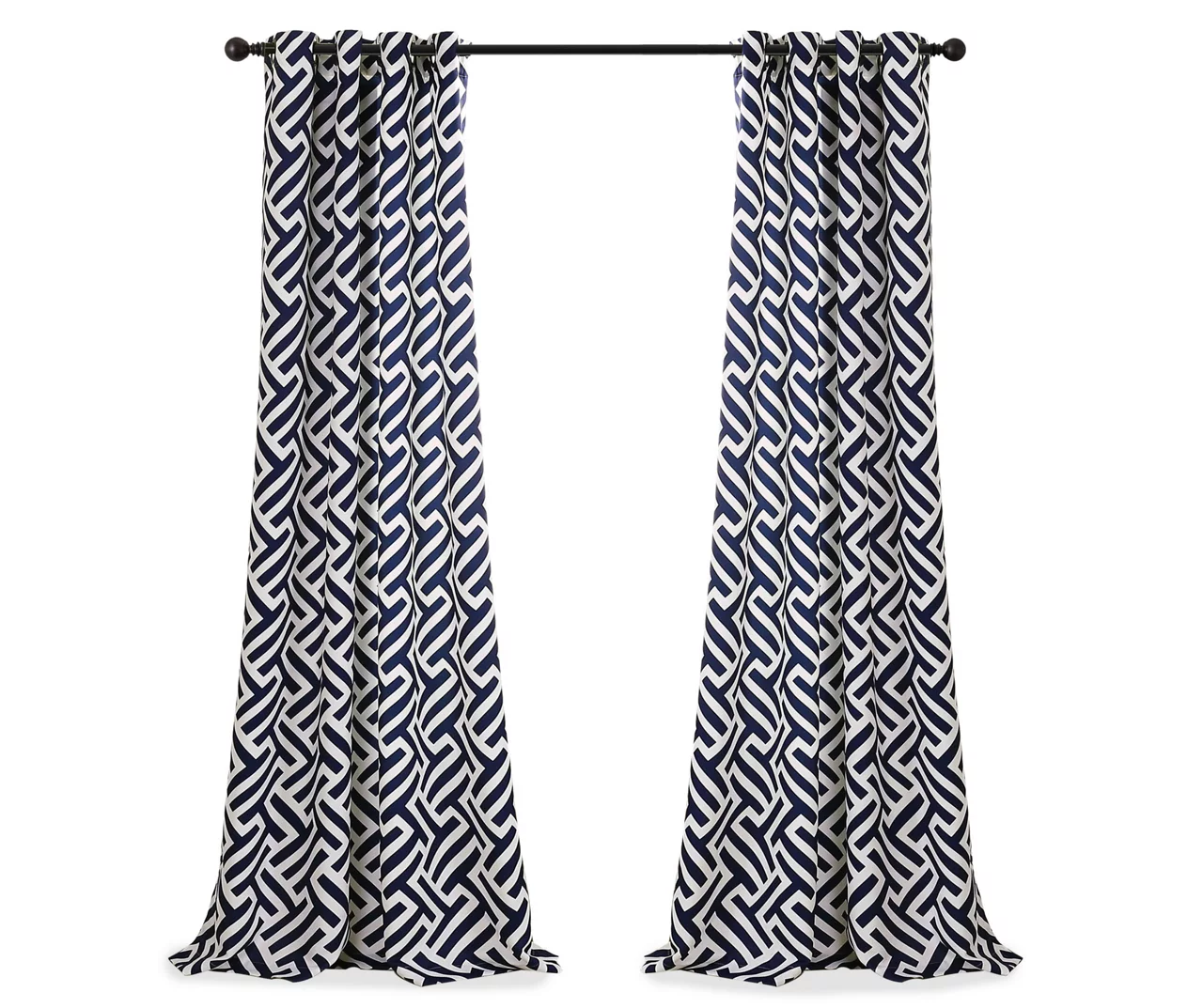 Giovana Navy Geometric Room-Darkening Grommet Curtain Panel Pair, (84") - Image 6
