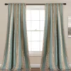 Julia Stripe Blue Room-Darkening Back Tab Curtain Panel Pair, (84")