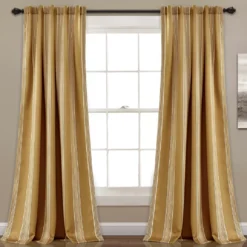 Julia Stripe Room-Darkening Back Tab Curtain Panel Pair, (84")