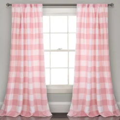 Kelly Checker Room-Darkening Back Tab Curtain Panel Pair, (84")